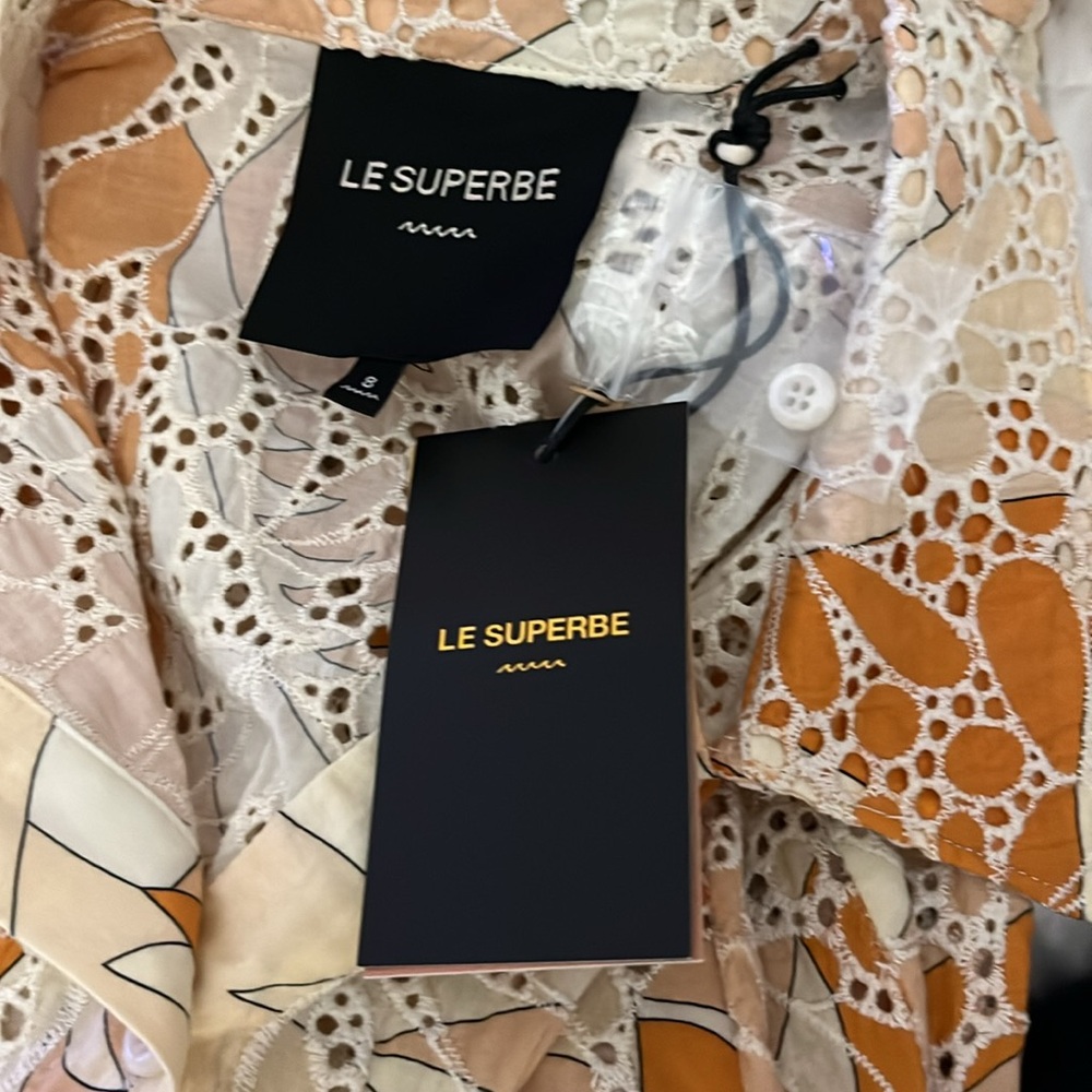 NWT Le Superbe Cream Long Sleeve Notched Collar Shirt Dress Size 8 - Picture 13 of 14